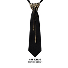 1ST XULIE "Lucifer" Feather Tassel Bolo Tie in Platinum Plated Brass - Lifestyle Shot