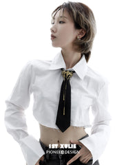 1ST XULIE "Lucifer" Feather Tassel Bolo Tie in Platinum Plated Brass - On Model