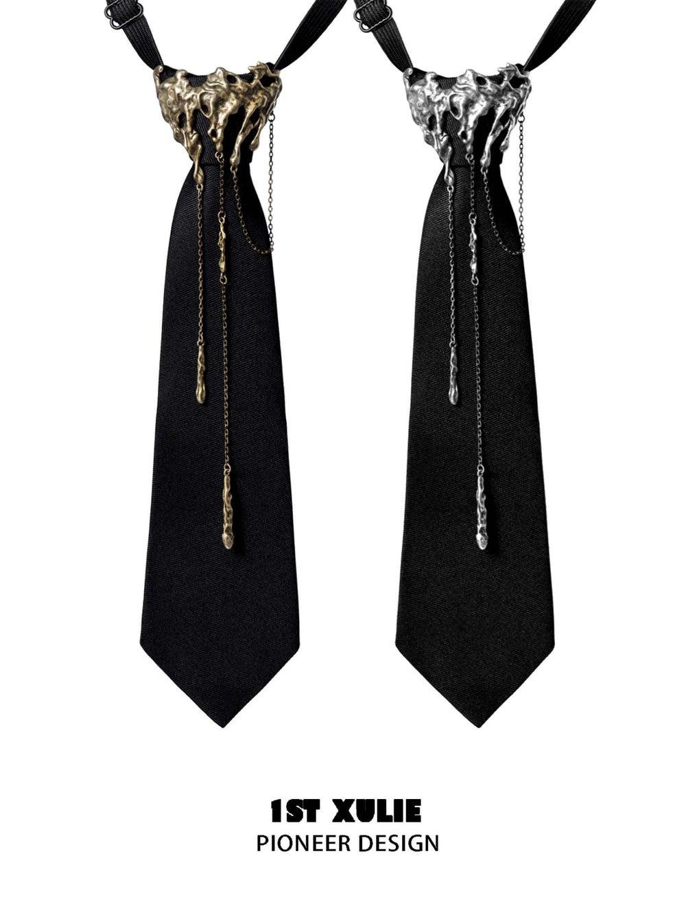1ST XULIE "Lucifer" Feather Tassel Bolo Tie in Platinum Plated Brass - Texture Detail
