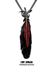 1ST XULIE Jewelry "Soaring Cranes" Feather Tie with Zirconia in Platinum Plated Brass - Back View