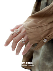 1ST XULIE "Loong" Flowing Dragon Ring in 925 Sterling Silver - Angled Product View