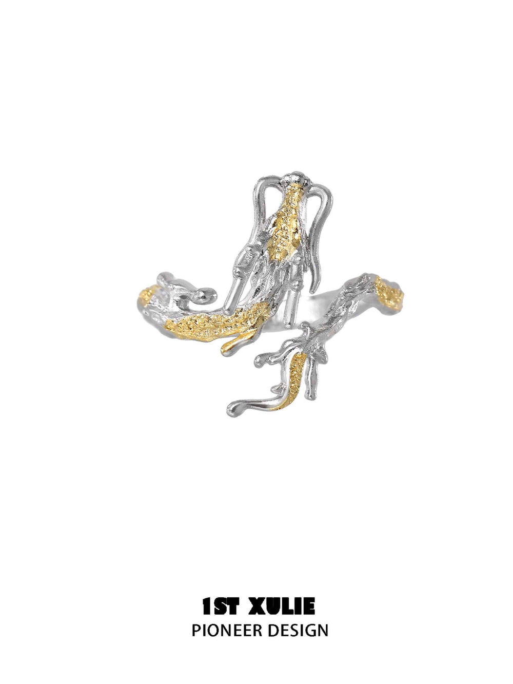 1ST XULIE "Loong" Flowing Dragon Ring in 925 Sterling Silver - Product View