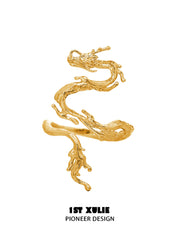 1ST XULIE "Loong" Flowing Dragon Statement Ring in 24K Gold Plated 925 Sterling Silver - Product View