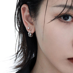 1ST XULIE "Star Trails" Dainty Four-Pointed Star Stud Earrings in 925 Sterling Silver - Side View