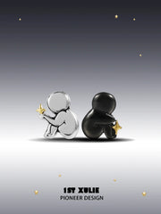 1ST XULIE "Cat's Gaze" Geometric Cat Head Stud Earrings in 925 Sterling Silver - Product View