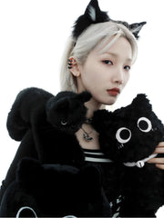 1ST XULIE "Ghosts Black Cat" 18K Black Gold Plated Statement Tassel Dangle Ear Clips - Size Comparison