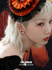 1ST XULIE "CANDLELIGHT GHOST" Cute Halloween Candlelight Ghost Stud Earrings in Platinum Plated - Detail Shot