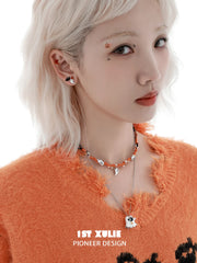 1ST XULIE "CANDLELIGHT GHOST" Cute Halloween Candlelight Ghost Stud Earrings in Platinum Plated - Product View
