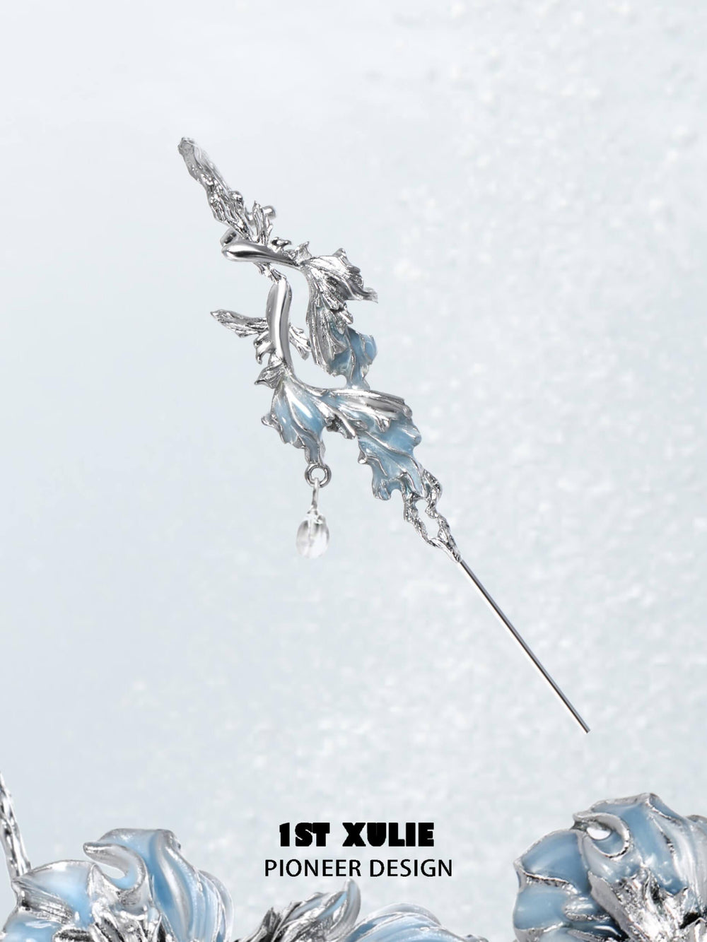 1ST XULIE "The Sea" Whimsical Goldfish Teardrop Dangle Needle Piercing Earrings in Platinum Plated - Product View