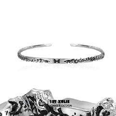 1ST XULIE "Whiterfly" Gothic Black Butterfly Bangle Bracelet in 925 Sterling Silver - Detail Shot