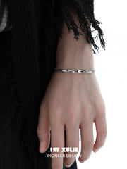 1ST XULIE "Whiterfly" Gothic Black Butterfly Bangle Bracelet in 925 Sterling Silver - Detail Shot
