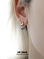 1ST XULIE "Whiterfly" Gothic Black Butterfly Dangle Huggie Earrings in Platinum Plated Brass - Lifestyle Shot
