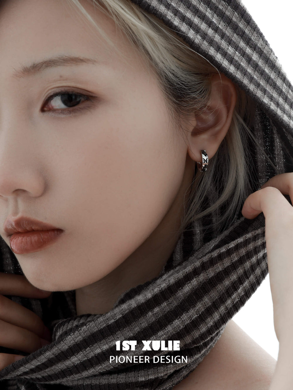 1ST XULIE "Whiterfly" Gothic Black Butterfly Dangle Huggie Earrings in Platinum Plated Brass - Packaging View