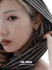 1ST XULIE "Whiterfly" Gothic Black Butterfly Dangle Huggie Earrings in Platinum Plated Brass - Packaging View