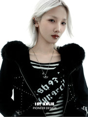 1ST XULIE "Ghosts" Gothic Black Cat Pendant Choker Necklace in Platinum Plated Brass - Clasp Detail