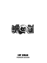 1ST XULIE "Ghosts Cat" Gothic Black Cat Wrap Ring in 925 Sterling Silver - Lifestyle Shot