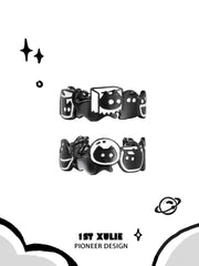 1ST XULIE "Ghosts Cat" Gothic Black Cat Wrap Ring in 925 Sterling Silver - Product View