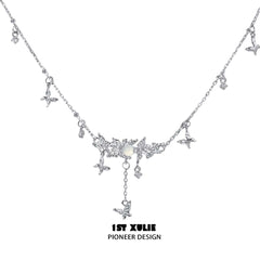 1ST XULIE "Whiterfly" Gothic Butterfly Bone Agate Necklace in Platinum Plated - Texture Detail