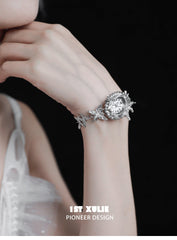 1ST XULIE "Whiterfly" Gothic Butterfly Bracelet Watch in Platinum Plating - Detail Shot