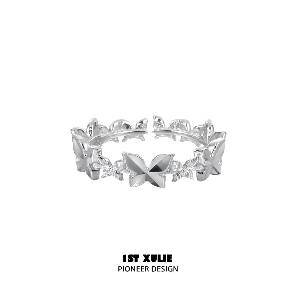 1ST XULIE "Whiterfly" Gothic Butterfly Rings Set in 925 Sterling Silver - Side View