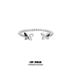 1ST XULIE "Whiterfly" Gothic Butterfly Rings Set in 925 Sterling Silver - Detail Shot