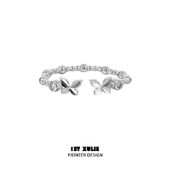 1ST XULIE "Whiterfly" Gothic Butterfly Rings Set in 925 Sterling Silver - Texture Detail