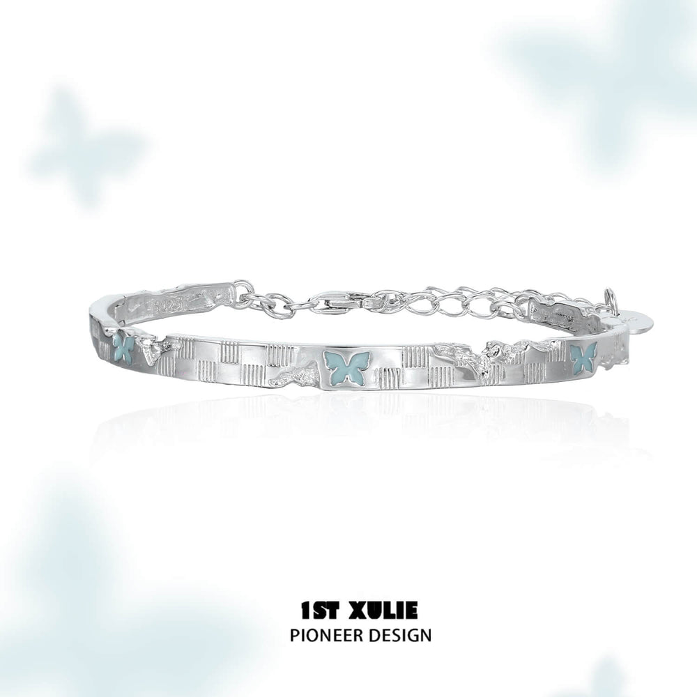 1ST XULIE "Whiterfly" Gothic Butterfly Skull Logo Chain Bracelet in 925 Sterling Silver - Clasp Detail