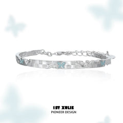 1ST XULIE "Whiterfly" Gothic Butterfly Skull Logo Chain Bracelet in 925 Sterling Silver - Clasp Detail