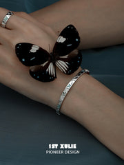 1ST XULIE "Whiterfly" Gothic Butterfly Skull Logo Chain Bracelet in 925 Sterling Silver - Lifestyle Shot