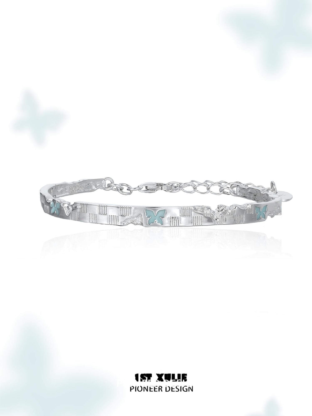 1ST XULIE "Whiterfly" Gothic Butterfly Skull Logo Chain Bracelet in 925 Sterling Silver - On Model