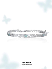 1ST XULIE "Whiterfly" Gothic Butterfly Skull Logo Chain Bracelet in 925 Sterling Silver - On Model