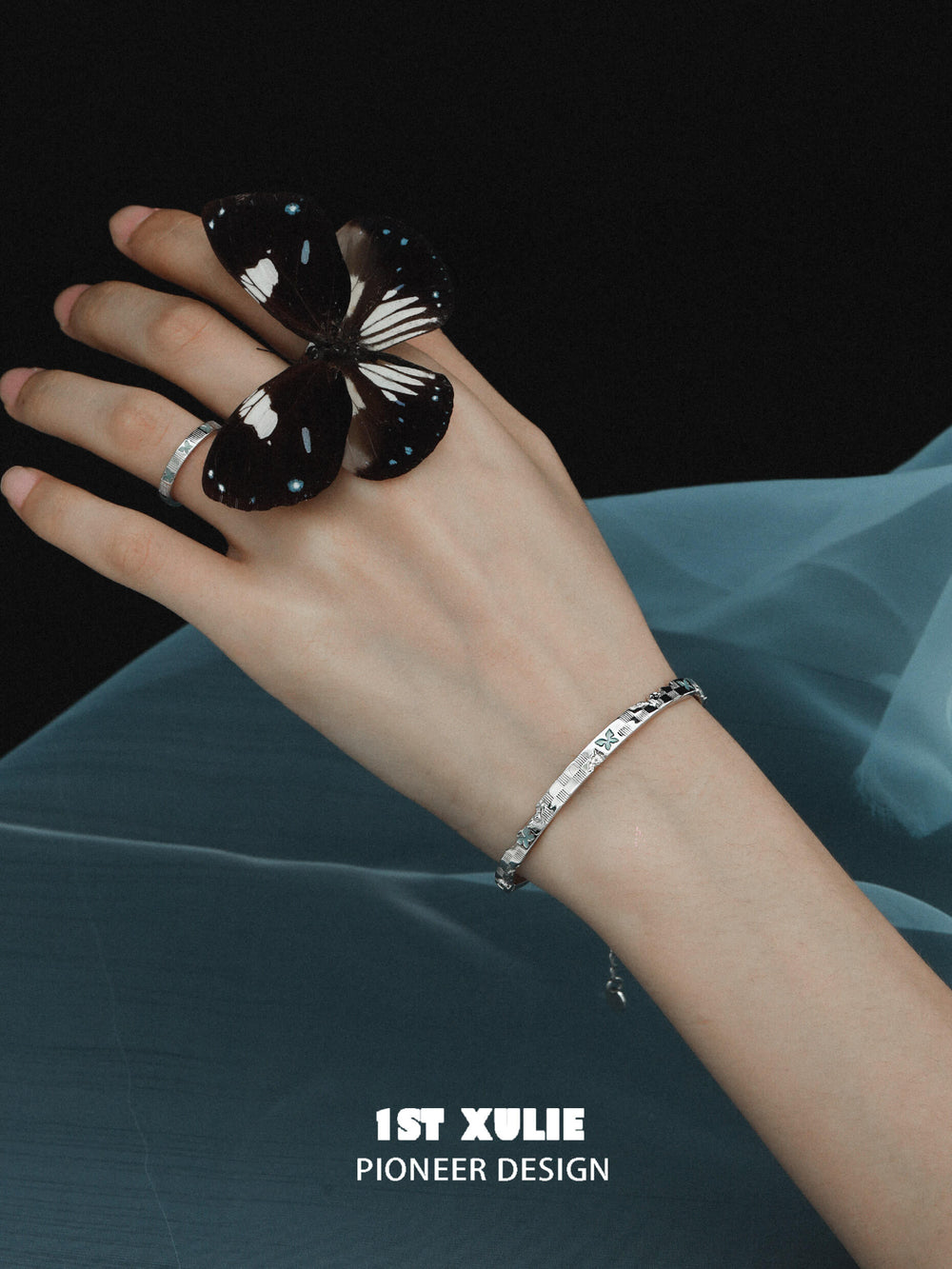 1ST XULIE "Whiterfly" Gothic Butterfly Skull Logo Chain Bracelet in 925 Sterling Silver - Packaging View