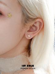 1ST XULIE "Cat's Gaze" Gothic Cat Head Stud Earrings in 925 Sterling Silver - Lifestyle Shot