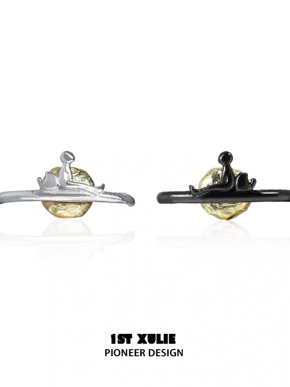 1ST XULIE "Cat's Gaze" Gothic Cat Head Stud Earrings in 925 Sterling Silver - Product View