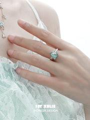 1ST XULIE "Whiterfly" Gothic Cat's Eye Butterfly Ring in 925 Sterling Silver - Side View