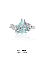 1ST XULIE "Whiterfly" Gothic Cat's Eye Butterfly Ring in 925 Sterling Silver - Product View