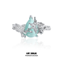 1ST XULIE "Whiterfly" Gothic Cat's Eye Butterfly Ring in 925 Sterling Silver - On Model