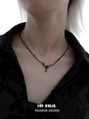 1ST XULIE "Taboo Rose" Gothic Dark Rose Thorn Pendant Necklace in 925 Sterling Silver - Product View