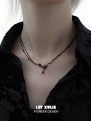 1ST XULIE "Taboo Rose" Gothic Dark Rose Thorn Pendant Necklace in 925 Sterling Silver - Side View