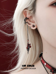 1ST XULIE Jewelry "TWILIGHT ROSE" Gothic Enamel Rose Ear Cuffs in Black Gold Plated Brass - Product View