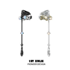 1ST XULIE "Lucifer" Gothic Feather Wing Dangle Ear Cuffs in 18K Gold & Platinum Plating - Product View