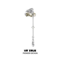 1ST XULIE "Lucifer" Gothic Feather Wing Dangle Ear Cuffs in 18K Gold & Platinum Plating - Size Comparison