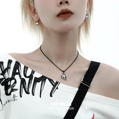 1ST XULIE "Ghosts" Gothic Ghost Cat Pendant Necklace in Platinum Plated - Detail Shot