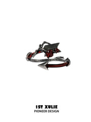 1ST XULIE Jewelry "TWILIGHT ROSE" Gothic Rose and Arrow Ring in 925 Sterling Silver - Back View