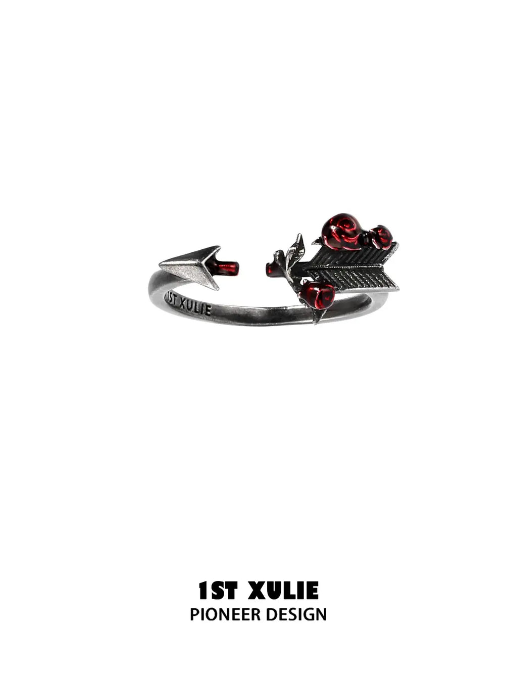 1ST XULIE Jewelry "TWILIGHT ROSE" Gothic Rose and Arrow Ring in 925 Sterling Silver - Packaging View