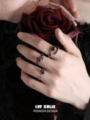 1ST XULIE Jewelry "TWILIGHT ROSE" Gothic Rose and Arrow Ring in 925 Sterling Silver - Side View