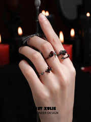 1ST XULIE Jewelry "TWILIGHT ROSE" Gothic Rose and Arrow Ring in 925 Sterling Silver - Texture