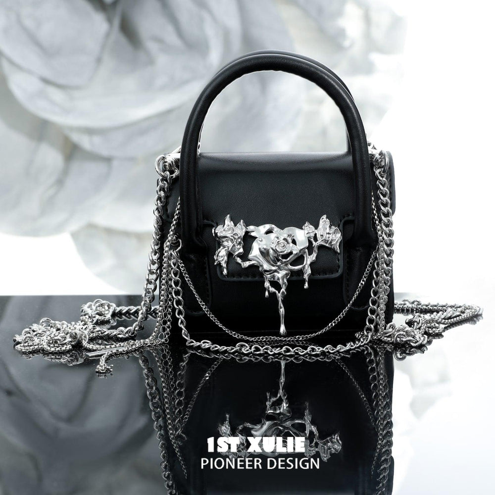 1ST XULIE "Taboo Rose" Gothic Rose Chain Handbag in Microfiber and Alloy - Product View