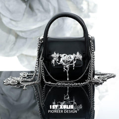 1ST XULIE "Taboo Rose" Gothic Rose Chain Handbag in Microfiber and Alloy - Product View