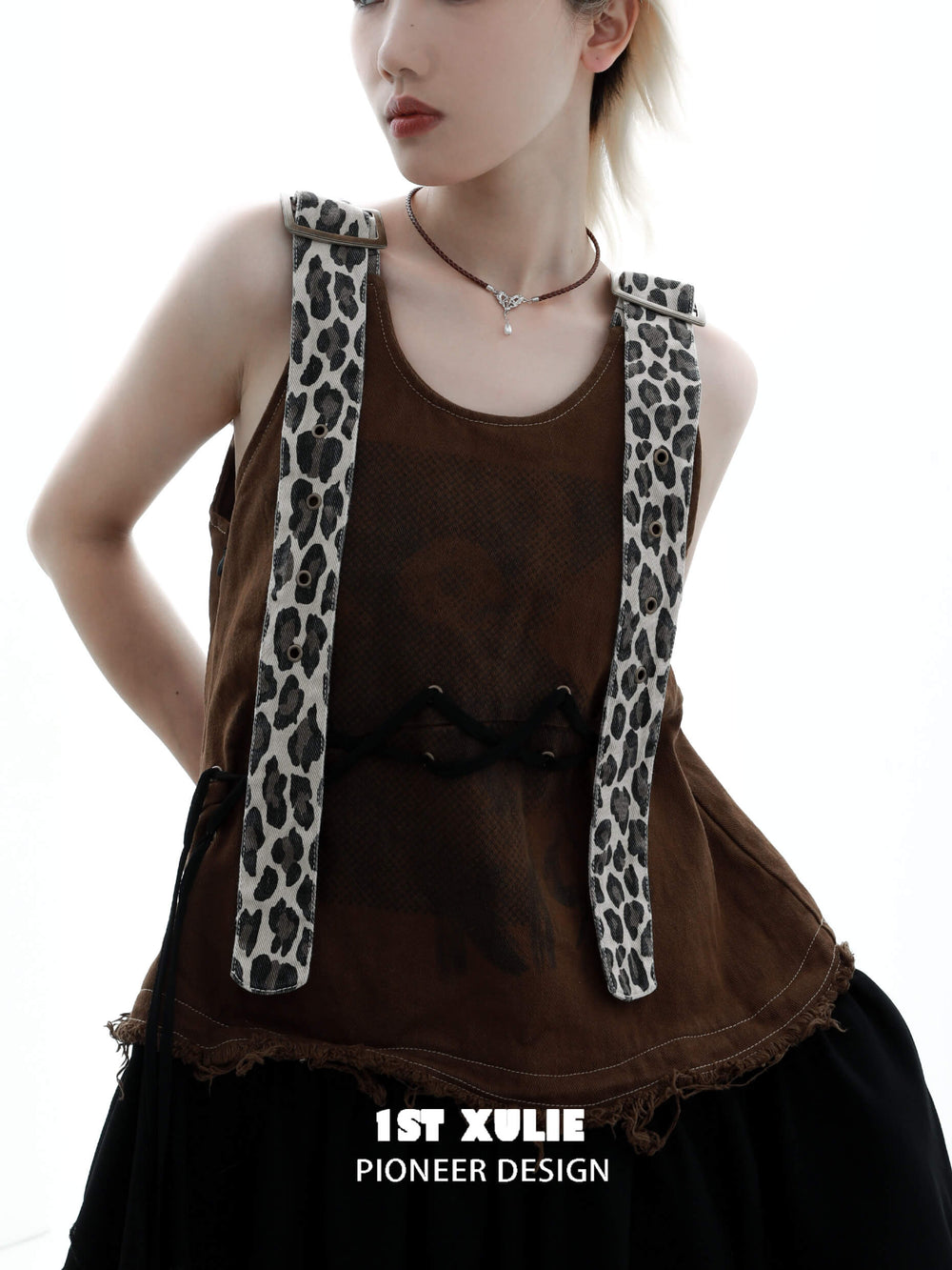 1ST XULIE "Rose Believer" Gothic Rose Cross Choker Necklace in 925 Sterling Silver - Side View